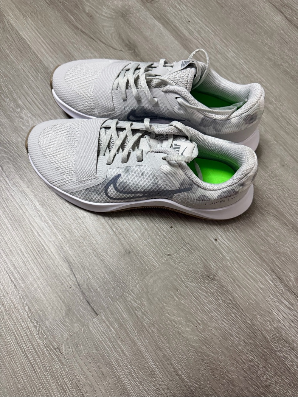 Nike White Athletic Sneakers with Neon Green Insole